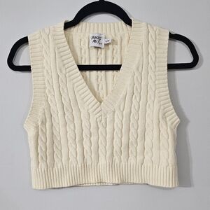 Princess Polly Cropped Sweater Vest off white S/M